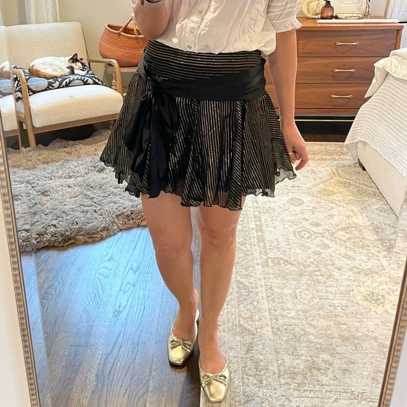 Milly Silk Metallic Flounce Mini Skirt - Picture 1 of 11